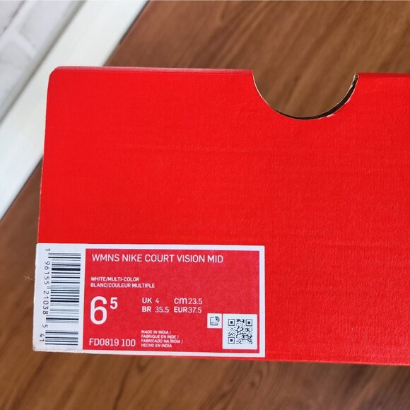 ❤️Nike Court Vision Mid Sz 6.5 Women's Shoes Sneaker White Iridescent FD0819-100 - Picture 9 of 14